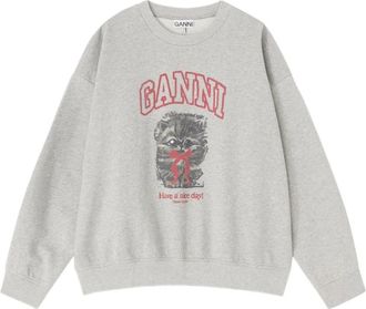 Ganni Sweatshirt met grafische print - Dames - Sweatshirts - Grijs - XS - Hoodies & sweatvesten