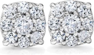 Pompeii3 1 Carat Halo Diamond Studs 14K White Gold