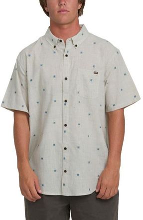 Billabong All Day Geo Jacquard Short Sleeve Cotton Blend Button-Down Shirt in Oatmeal at Nordstrom, Size X-Large