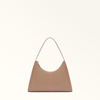 Furla Diamante Borsa A Spalla S Greige Grigio Pelle Di Vitello Sidney Donna