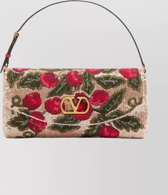 Valentino Garavani beaded floral embroidered top handle bag
