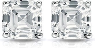 Pompeii3 2.04Ct Asscher Cut Diamond Studs 14k White Gold Lab Grown Earrings
