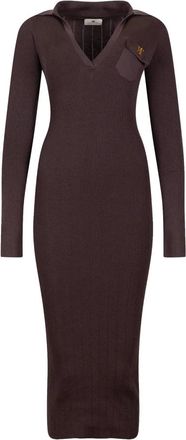 Elisabetta Franchi Zip-Up Midi Jurk - Dames - Casual kleedjes - Bruin - XS - Kleedjes