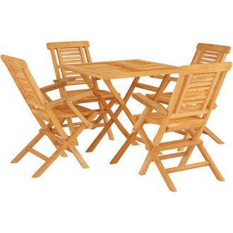vidaXL 5 Piece Garden Dining Set Solid Wood Teak vidaXL