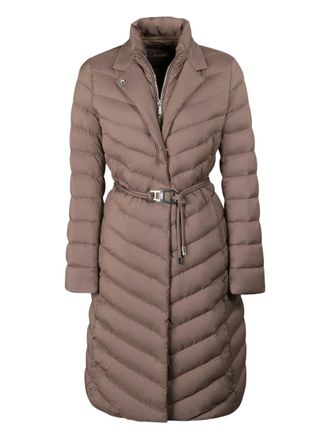 Moorer Odette quilted belted jacket - Brown
