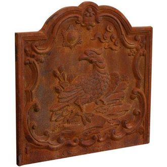 Biscottini International Biscottini - Escudo De Chimenea Adorno De Pared Estufa Ahorradora De Hierro Fundido Adorno De Pared Para Chimenea