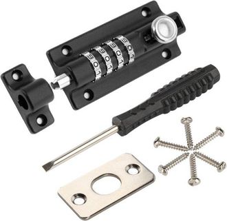 No Brand Candado De Combinaci&oacute;n - Con 4 D&iacute;gitos - Aleaci&oacute;n De Zinc - Negro - 12 X 4,8 Cm - Cerradura Deslizante - Con Herramientas De Instalaci&oacute;n - Cerradura D
