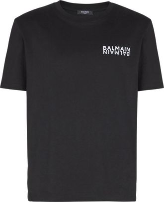 Balmain T-shirt met print - Heren - T-shirts - Zwart - S - Katoen - Tops