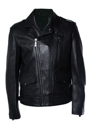 Philipp Plein Philipp Plein, black pebbled leather biker jacket