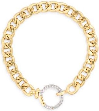 Meshmerise Diamond Circle Curb Chain Bracelet in Yellow Gold at Nordstrom Rack