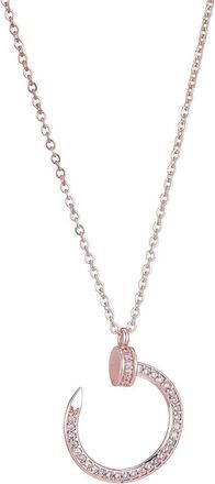Adornia Adornia 14K Rose Gold Plated Cz Curved Nail Necklace
