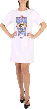 Roberto Cavalli Ladies White Lucky Symbol Crewneck Dress, Brand Size 38 ( US Size 4 )
