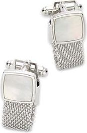 Paul Fredrick Mother Of Pearl Mesh Wrap Cufflinks in Silver at Nordstrom