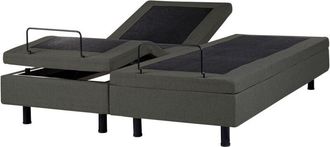 Beliani Beliani - Letto matrimoniale regolabile elettronicamente con telecomando senza testata in poliestere grigio scuro 160 x 200 cm Duke ii