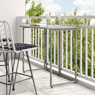 vidaXL Vidaxl - Tavolo da Giardino Pieghevole Grigio 90x51x75 cm in Polyrattan