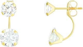 Candela Jewelry 10K Gold Cubic Zirconia Front/Back Stud Earrings in Clear at Nordstrom Rack