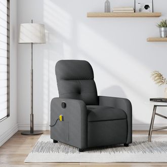 vidaXL Vidaxl Poltrona Reclinabile Massaggiante In Tessuto Grigio Scuro