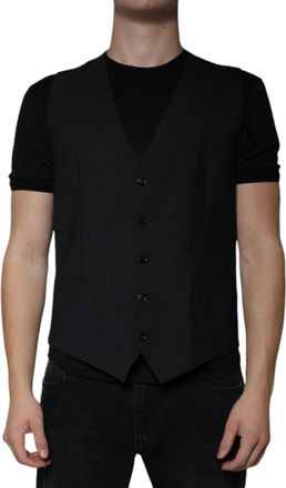 Dolce & Gabbana Black Wool Waistcoat Dress Formal Mens Vest (Pre-Owned)