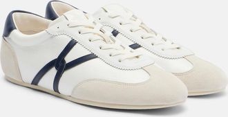 Veronica Beard Leather-trimmed canvas sneakers