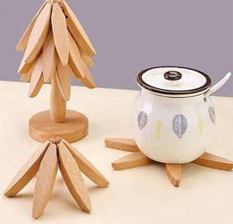 OEM Posavasos - Dise&ntilde;o De &Aacute;rbol - 3 Piezas - Cocina - Resistente Al Calor - Madera De Haya De Alta Calidad - 22,5 X 10 Cm - Ligeros