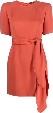 Giorgio Armani 1980s tied waist flared minidress - women - Viscose/Viscose/Silk - S - Orange