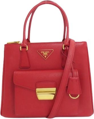 Prada Pre-owned Vintage Saffiano Handtas - Dames - Vintage Handtas - Rood - ONE Size - Leer - Vintage