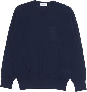 Bellwood Round-neck Knitwear, male, Blue, Size: L Round-neck Knitwear