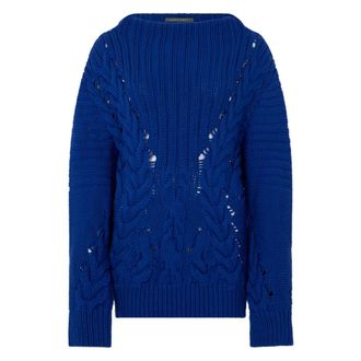 Alberta Ferretti Truien & Vesten, Dames, Blauw, M, Wol, Trui met ronde hals