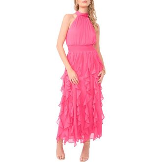 1.State Cascasding Ruffle Sleeveless Maxi Dres in Pink at Nordstrom, Size X-Large