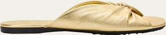 Loewe x Paulas Ibiza Pebble Soft Metallic Leather Slide Sandals