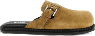 Moschino Suède muiltjes met gespband - Bruin