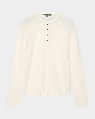John Varvatos Men & apos;s Quinn Cotton Mesh Knit Henley Sweater