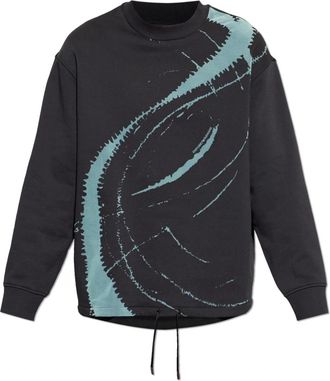 Emporio Armani French terry jersey oversized sweatshirt met flocked print - Heren - Sweatshirts - Zwart - M - Katoen - Hoodies & sweatvesten