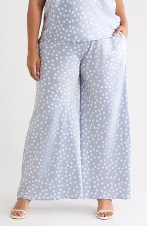 Renee C Polka Dot Satin Pants in Steel Blue at Nordstrom Rack, Size 2 X