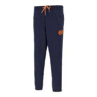 Sun 68 Sweatpants, male, Blue, Size: L Cotton Jogger with Orange Piping