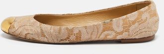 Giuseppe Zanotti Beige Lace Cap Toe Ballet Flats