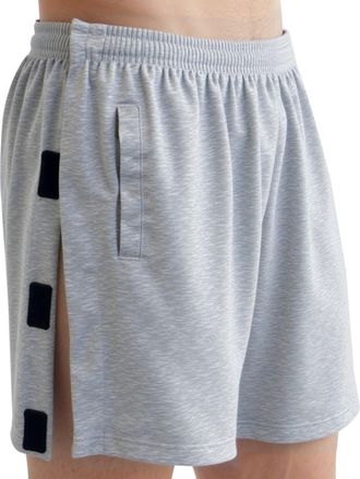 Generic Men Shorts with Pockets Summer Tear Away Shorts Post Surgery Recovery Bottoms Side Slit Open Half Pants Loose Fit Breathable Short Trousers Solid Knee