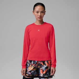 Nike Jordan Womens Jordan Sport Essentials Dri-FIT Long-Sleeve Top in Red | IQ0112-631