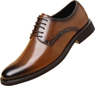 Generic Mens Oxford Shoes Pointed Toe Large Size Leather Dress Business Footwear for Suit Wear and Groom Wedding(Brown,10.5)