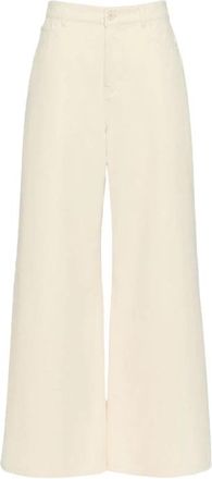 Max Mara Wkdcanneti Wijde Broek - Dames - Wijde Broeken - Beige - S - Katoen - Broeken