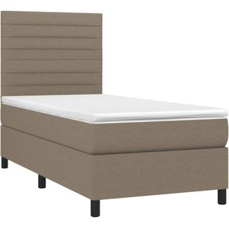 vidaXL Cama Box Spring Colch&oacute;n Y Luces Led Tela Gris Taupe 90x190 Cm Vidaxl