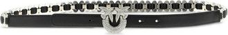 Pinko Black Slim Rhinestone-Embellished Synthetic Belt