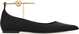 Ferragamo Womens Ankle Chain Link Ballet Flats In Black