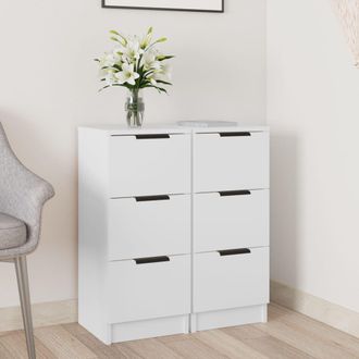 vidaXL Aparadores 2 Uds Madera Contrachapada Blanco 30x30x70 Cm Vidaxl