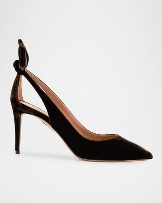 Aquazzura 85mm Velvet Bow Pumps
