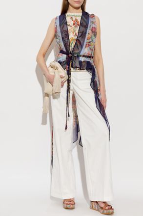 Etro Silk Vest With An Asymmetrical Cut, Womens, Multicolour