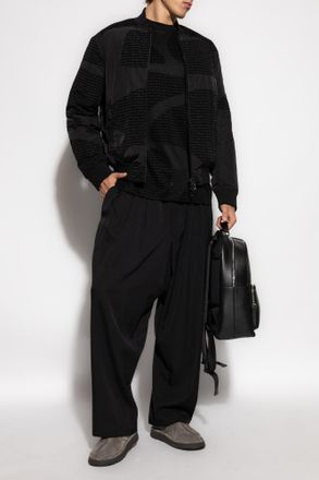 Emporio Armani T-shirt With A Monogram And Velvety Finish, Mens, Black