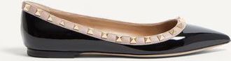 Valentino Garavani Patent Rockstud Ballet Flat Woman BLACK/POUDRE 34.5
