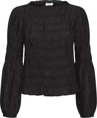 Cream Elegante Zwarte Smock Blouse - Dames - Blouses - Zwart - M - Overhemden
