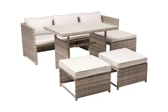Concept Usine Muebles de jard&iacute;n de 5 plazas de resina trenzada gris